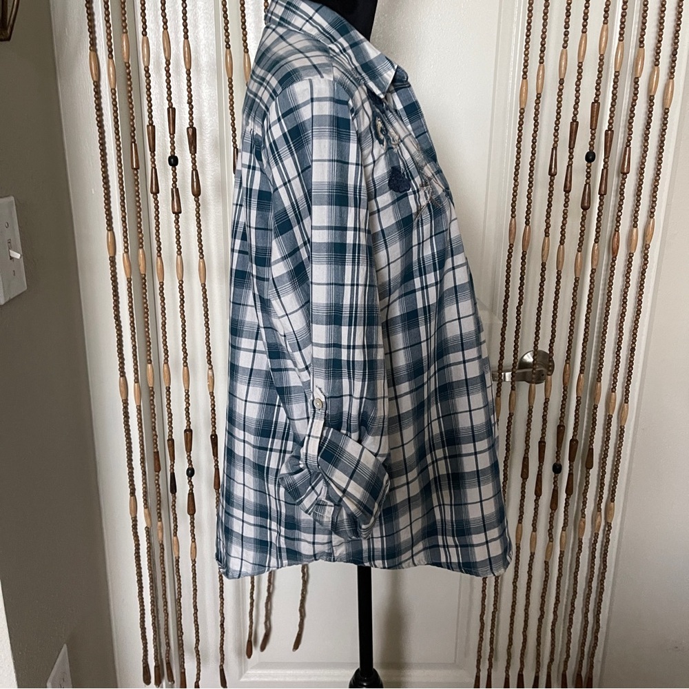 Tantrums Pullover Collared Plaid Embroidered Flan… - image 2